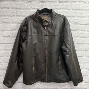 Vtg‎ Y2K Brown Leather Biker Jacket Men's XL  Blower Fonzie Coat Faux Leather
